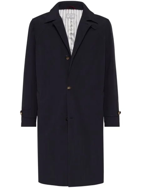 Brunello Cucinelli однобортный тренч, синий