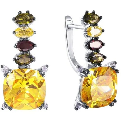 Серьги ELEMENT47, серебро, 925 проба, фианит, стекло
