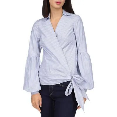 Женская рубашка с хлопковым воротником в полоску и запахом MICHAEL Michael Kors BHFO 6211