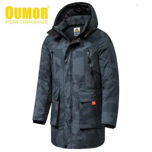 Oumor 8XL Мужская зимняя новая длинная Повседневная камуфляжная куртка с капюшоном пальто Мужская Уличная мода теплые толстые карманы парки Тренч для мужчин