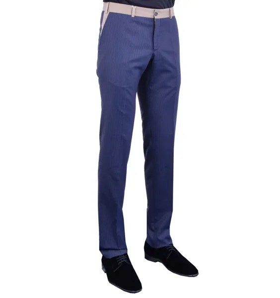 MOSCHINO Брюки облегающие шерстяные брюки в полоску Синие Бежевые 04015