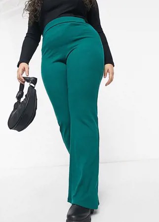 Эксклюзивные широкие расклешенные брюки изумрудно-зеленого цвета Outrageous Fortune Plus-Зеленый цвет