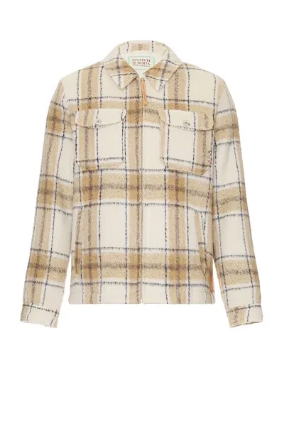 Рубашка Scotch & Soda Zip Up Check Over, цвет Off White & Camel