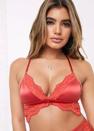 Красный бралетт из кружева и атласа Hunkemoller