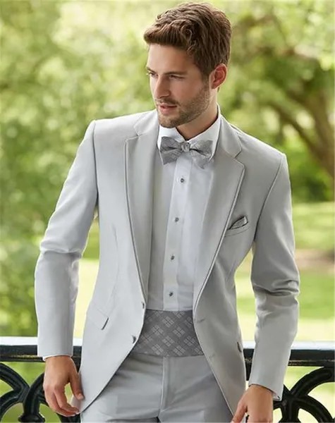 Новое поступление, итальянские серебряные свадебные костюмы для мужчин, облегающий костюм, индивидуальный пошив, смокинг для жениха на вып...