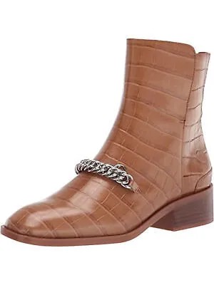 FRANCO SARTO Женские Коричневые Кожаные Ботинки Caleb С Цепочкой Из Крокодила На Блочном Каблуке 7 M
