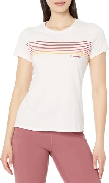 Футболка Brooks Distance Short Sleeve 2.0, цвет Quartz/Gradient Stripe