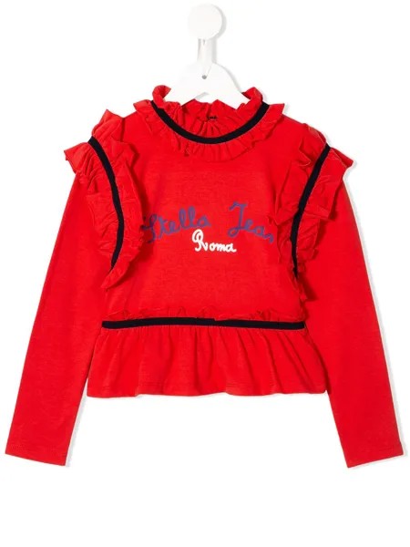 Stella Jean Kids футболка с оборками и логотипом