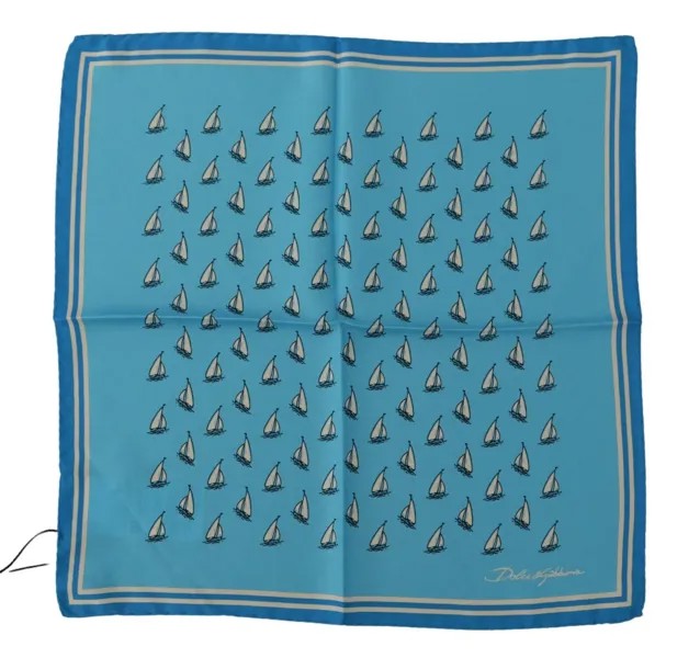 DOLCE - GABBANA Шарф Голубой квадратный носовой платок с принтом логотипа DG 30см X 30см