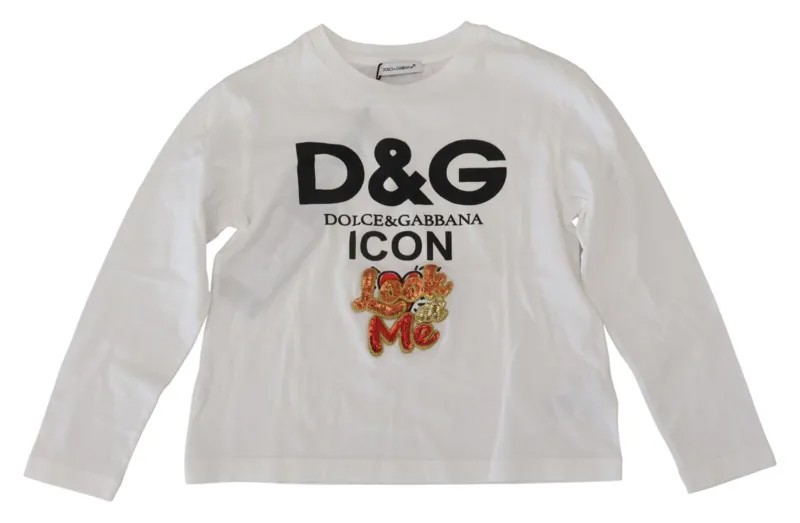 DOLCE - GABBANA Детская футболка Белая с длинными рукавами с принтом Dg s. Тег 3 года 300$
