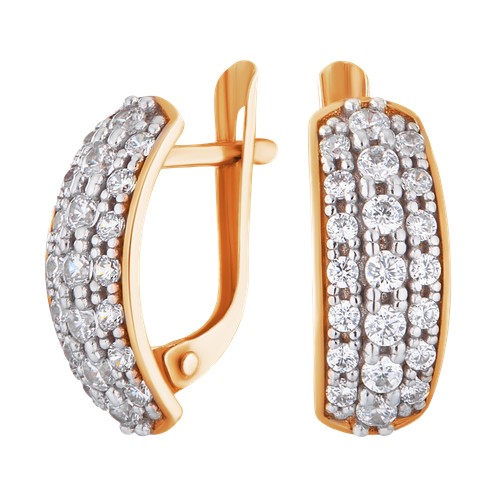Серьги Ювелир Карат, серебро, 925 проба, золочение, фианит, , золото