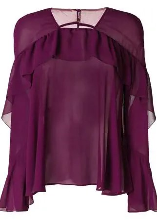 Talbot Runhof frill detail top