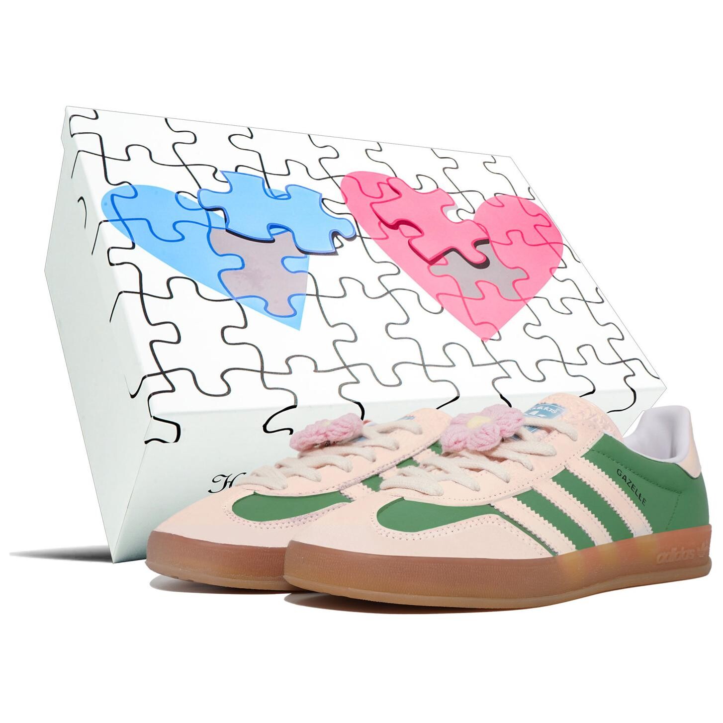 Кроссовки adidas originals Gazelle Skateboarding Shoes Unisex Low-top White/pink, зеленый