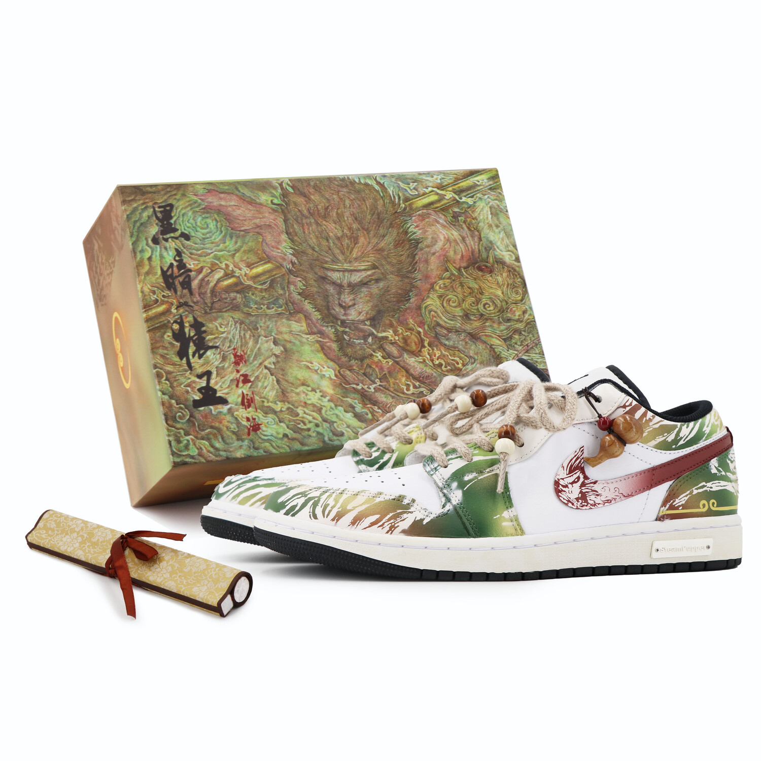 Кроссовки Air Jordan 1 Vintage Basketball Shoes Men Low-top Red/Green/White, красный