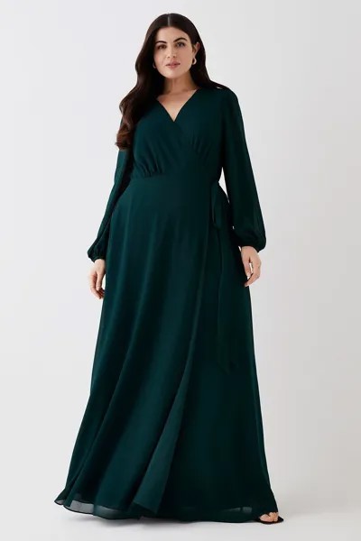 Платье макси с запахом и подолом большого размера Coast, зеленый