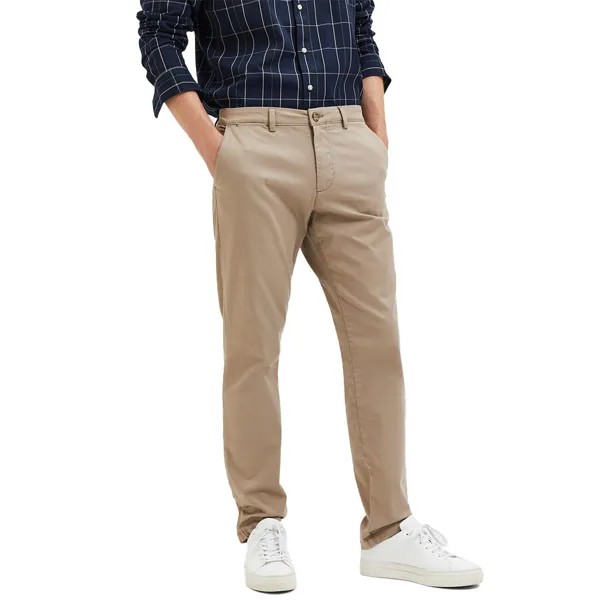 Брюки Selected New Miles Slim Fit Chino, бежевый