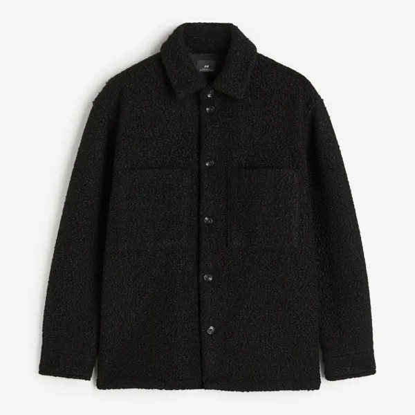 Куртка рубашка H&M Loose Fit Bouclé, черный