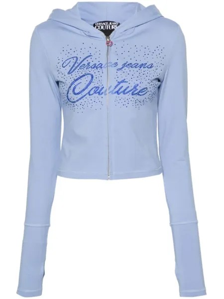 Versace Jeans Couture худи на молнии со стразами, синий
