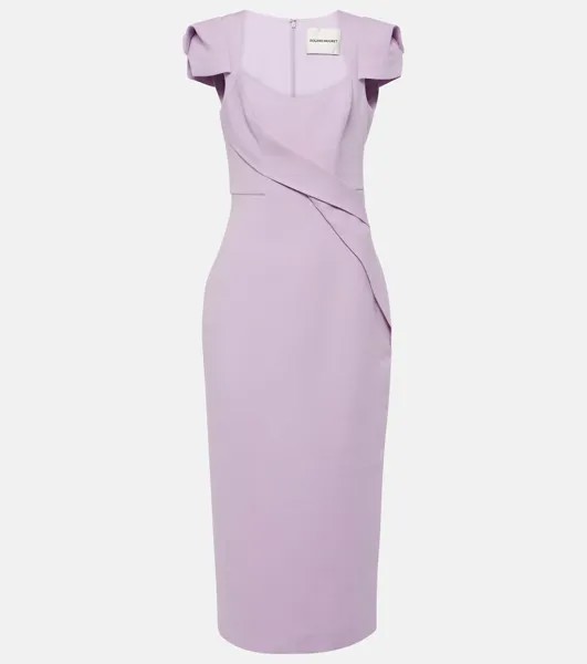 Драпированное платье миди из шерсти и шелка Roland Mouret, фиолетовый
