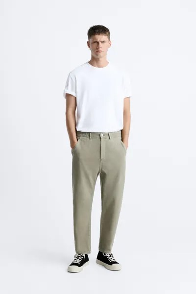 Джинсы облегающего кроя Zara, светлый хаки