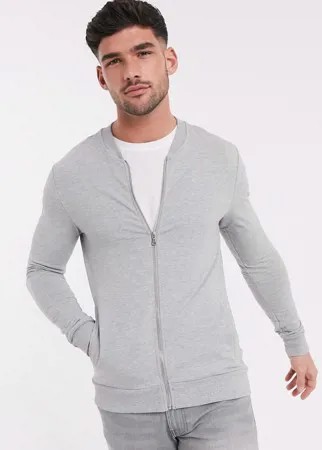 Серый трикотажный бомбер New Look
