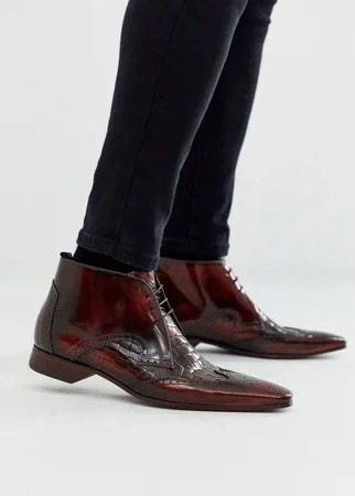 Коричневые кожаные ботинки с крокодиловым узором Jeffery West Escobar-Коричневый