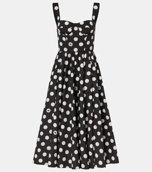 Платье-корсет из хлопкового поплина в горошек Dolce&Gabbana, цвет pois gr 2,8 f.nero