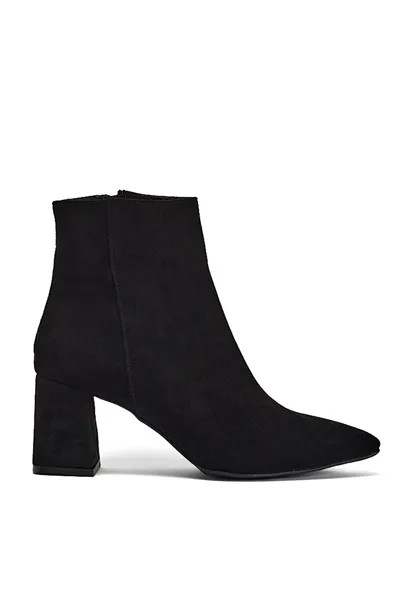 Женские черные замшевые удобные женские ботинки на каблуке с молнией TONNY BLACK