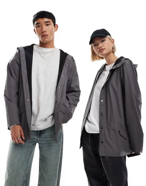 Rains Unisex — 12010 — Укороченная непромокаемая куртка унисекс с капюшоном, серая