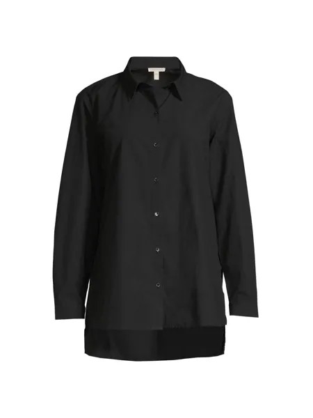 Рубашка Easy Cotton с пуговицами спереди Eileen Fisher, черный