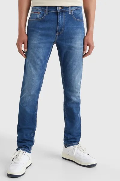 Джинсы узкого зауженного кроя с потертостями Tommy Jeans, синий