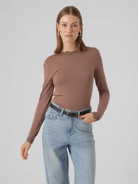 Лонгслив Vero Moda Vmrosa, серо-коричневый