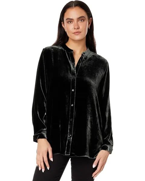 Рубашка Eileen Fisher Petite Mandarin Collar Long, цвет Ivy