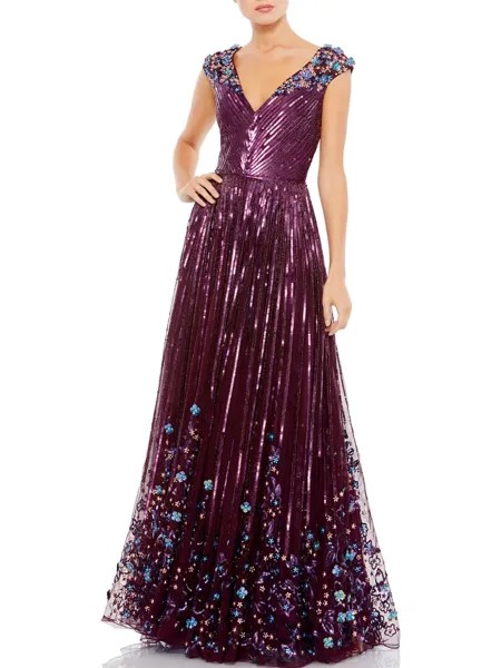 Женское вечернее платье макси с блестками Mac Duggal, цвет Amethyst