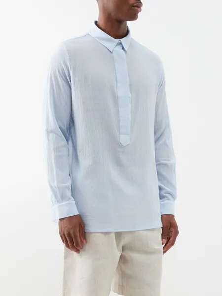 Рубашка fidera со складками из хлопкового муслина Albus Lumen, синий