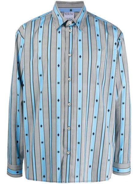 Полосатая рубашка на пуговицах Marcelo Burlon County of Milan, синий