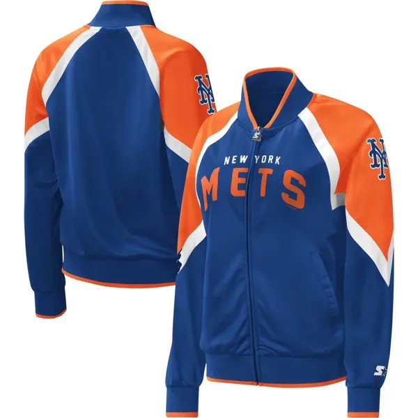 Женская спортивная куртка с молнией во всю длину и реглан для начинающих Royal New York Mets Touchdown Starter