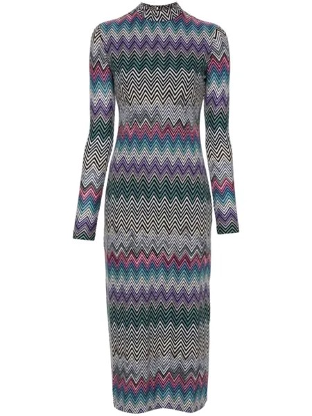 Missoni платье миди с узором зигзаг, синий