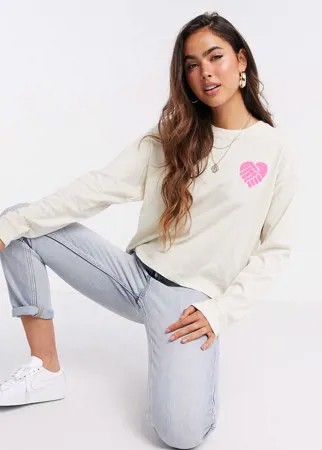 Светло-бежевый лонгслив с принтом Levi's-Серый