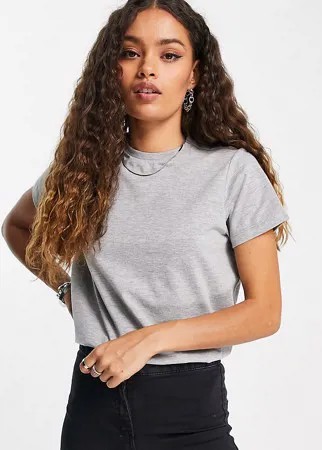 Серая меланжевая футболка из органического хлопка с круглым вырезом ASOS DESIGN Petite-Серый