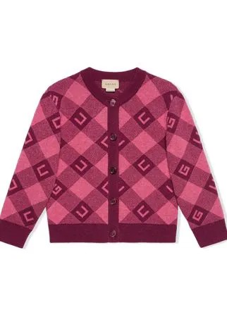 Gucci Kids клетчатый кардиган с логотипом