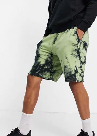 Oversized-шорты с эффектом тай-дай и принтом от комплекта COLLUSION-Зеленый цвет
