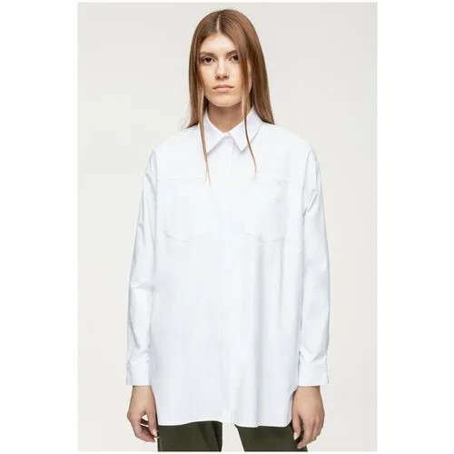 Рубашка со спущенным плечом и кокеткой SHI-SHI (40, белый)
