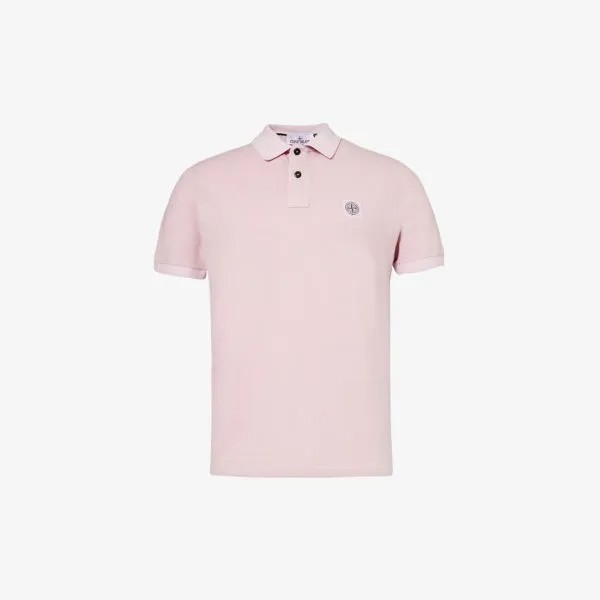 Рубашка поло узкого кроя из хлопка с логотипом Stone Island, розовый