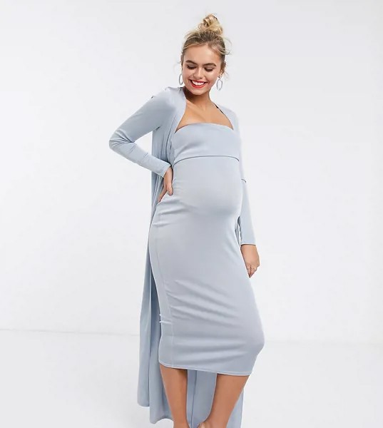 Комплект с драпированной накидкой и платье-бандо миди ASOS DESIGN Maternity-Синий