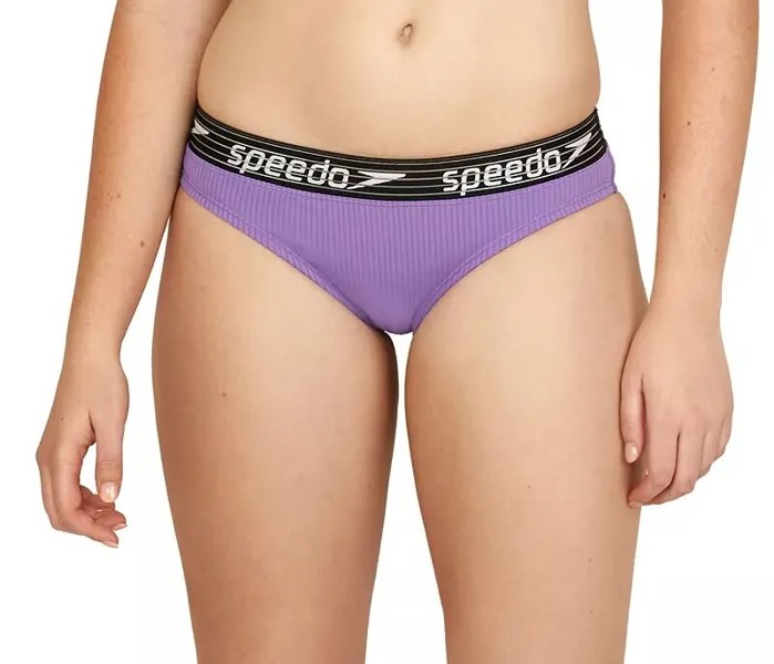 Женские плавки бикини в рубчик с логотипом Speedo