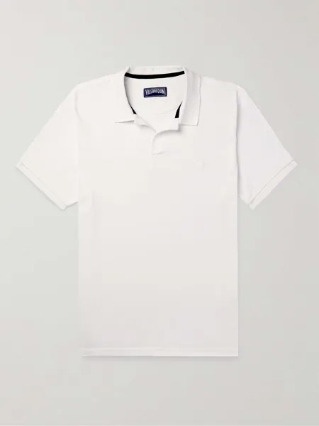 Рубашка поло из хлопка-пике с вышитым логотипом VILEBREQUIN, белый