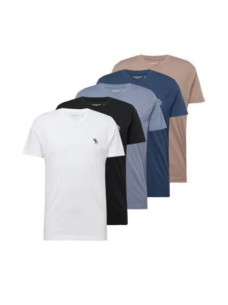 Футболка Abercrombie & Fitch, пыльный синий/темно-синий/светло-коричневый/черный/белый