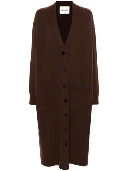 Jil Sander шерстяной кардиган с V-образным вырезом, коричневый
