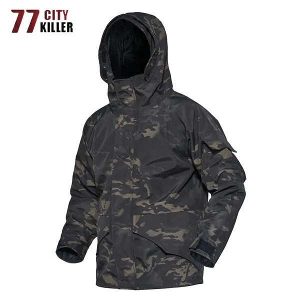 Куртка мужская тактическая с флисовой подкладкой, армейская Боевая охотничья куртка, камуфляжная ветровка, 77City Killer, водонепроницаемая